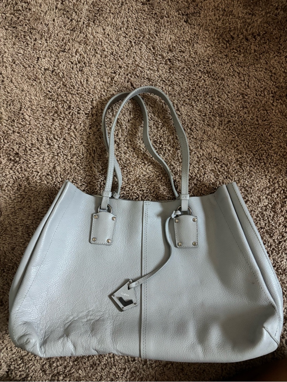 Botkier Pale Gray Leather Tote with Double Shoulder Straps
